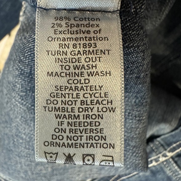 Quacker Factory Womens XL Denim Jacket Rhinestone Studded Button Front Blue Dark - Picture 4 of 8